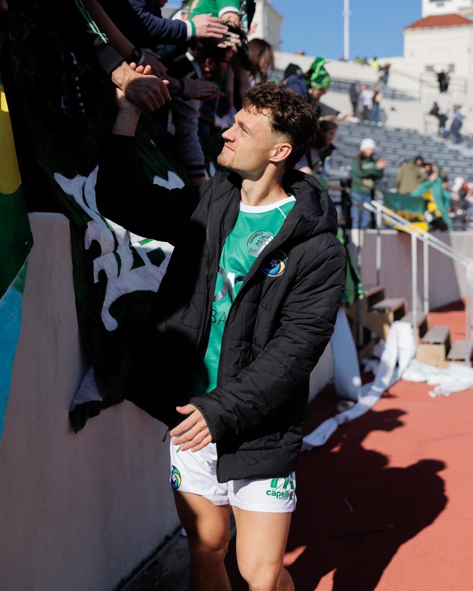 Nicholas Zielonka greeting supporters after a New York Cosmos match