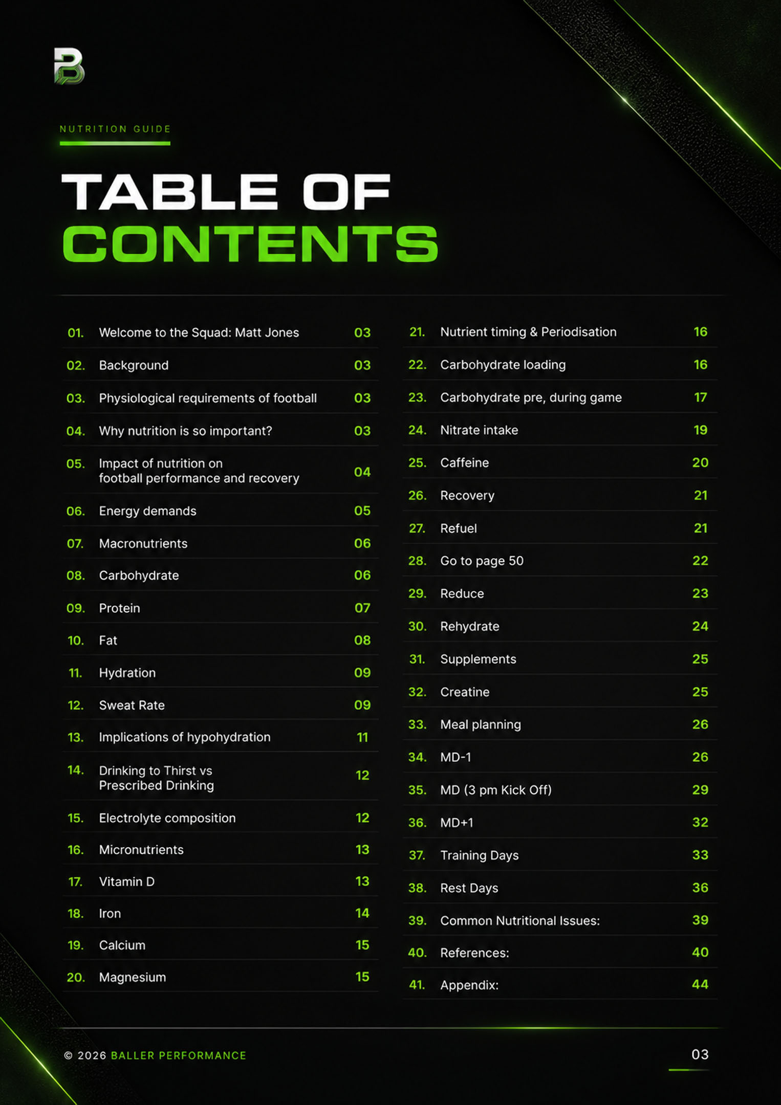 Preview page from the male nutrition guide
